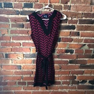 Garnet and Black Chevron Shift Dress
